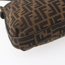 FENDI Zucca Canvas Mamma Baguette Shoulder Bag Black Brown gold Auth 147087-13