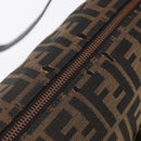 FENDI Zucca Canvas Mamma Baguette Shoulder Bag Black Brown gold Auth 147087-14