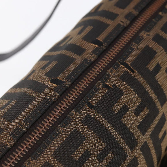 FENDI Zucca Canvas Mamma Baguette Shoulder Bag Black Brown gold Auth 147087