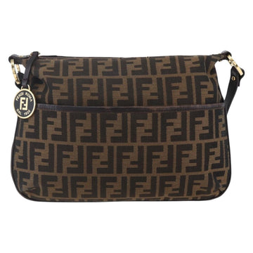 FENDI Zucca Canvas Mamma Baguette Shoulder Bag Black Brown gold Auth 147087 - 0