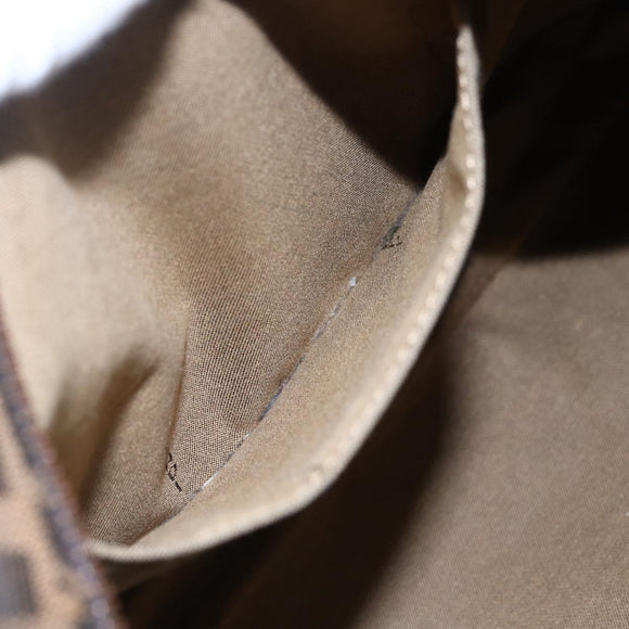 FENDI Zucca Canvas Mamma Baguette Shoulder Bag Black Brown gold Auth 147087