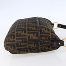 FENDI Zucca Canvas Mamma Baguette Shoulder Bag Black Brown gold Auth 147087-5