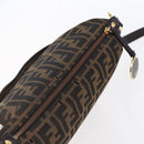 FENDI Zucca Canvas Mamma Baguette Shoulder Bag Black Brown gold Auth 147087-6