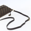 FENDI Zucca Canvas Mamma Baguette Shoulder Bag Black Brown gold Auth 147087-7