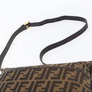 FENDI Zucca Canvas Mamma Baguette Shoulder Bag Black Brown gold Auth 147087-8