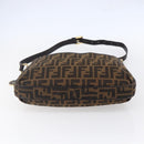 FENDI Zucca Canvas Mamma Baguette Shoulder Bag Black Brown gold Auth 147087-9
