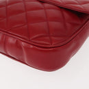 CHANEL Matelasse Chain Shoulder Bag Lamb Skin Red Gold CC Auth 147088-16