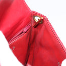 CHANEL Matelassé Kettenumhängetasche Lammleder Rot Gold CC Auth 147088-22