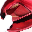 CHANEL Matelasse Chain Shoulder Bag Lamb Skin Red Gold CC Auth 147088-10