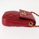 CHANEL Matelasse Chain Shoulder Bag Lamb Skin Red Gold CC Auth 147088-3