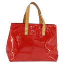LOUIS VUITTON Monogram Vernis Reade PM Hand Bag Red Rouge M91088 LV Auth 147089-13