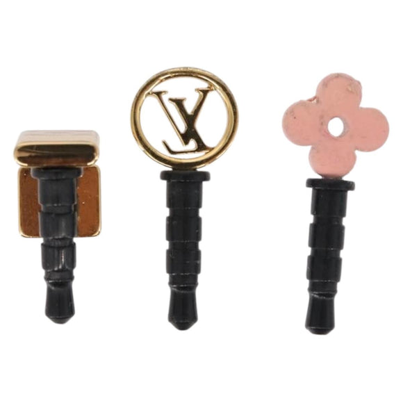 LOUIS VUITTON Phone Plug Iconic metal Gold Pink M60904 LV Auth 147098