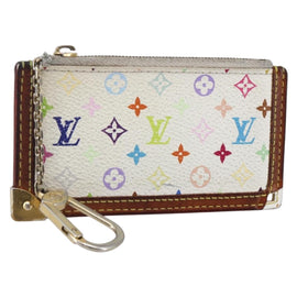 LOUIS VUITTON Multicolor Pochette Cles Coin Purse White M92655 LV Auth 147102