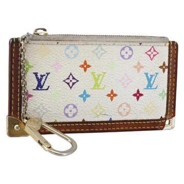 LOUIS VUITTON Multicolor Pochette Cles Coin Purse White M92655 LV Auth 147102