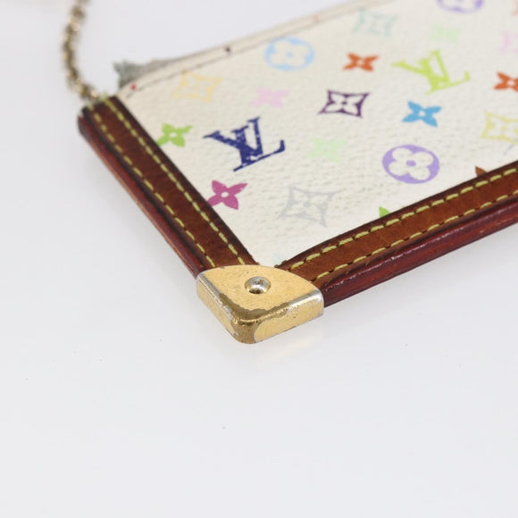 LOUIS VUITTON Multicolor Pochette Cles Coin Purse White M92655 LV Auth 147102