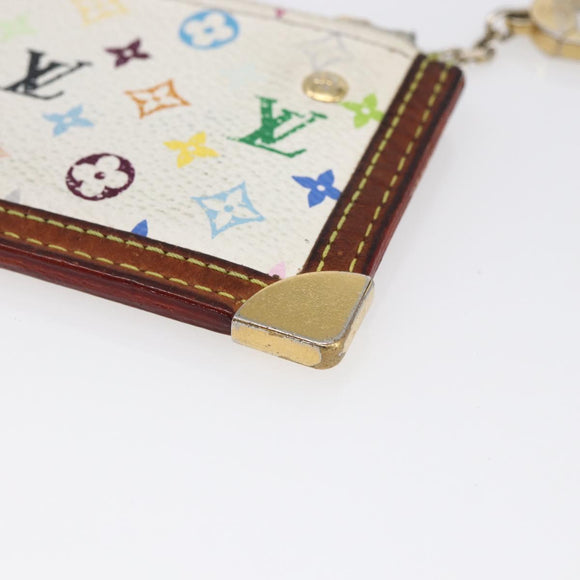 LOUIS VUITTON Multicolor Pochette Cles Coin Purse White M92655 LV Auth 147102
