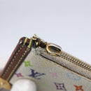 LOUIS VUITTON Multicolor Pochette Cles Coin Purse White M92655 LV Auth 147102-10