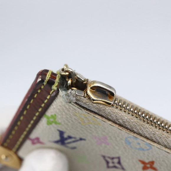 LOUIS VUITTON Multicolor Pochette Cles Coin Purse White M92655 LV Auth 147102