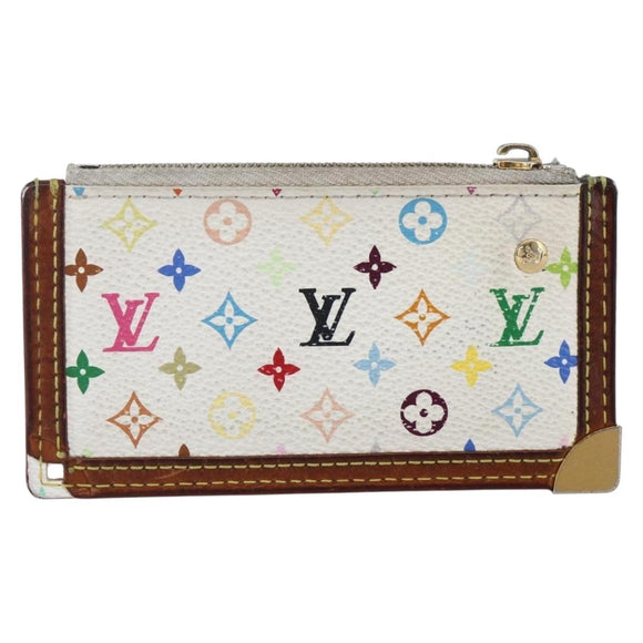 LOUIS VUITTON Multicolor Pochette Cles Coin Purse White M92655 LV Auth 147102