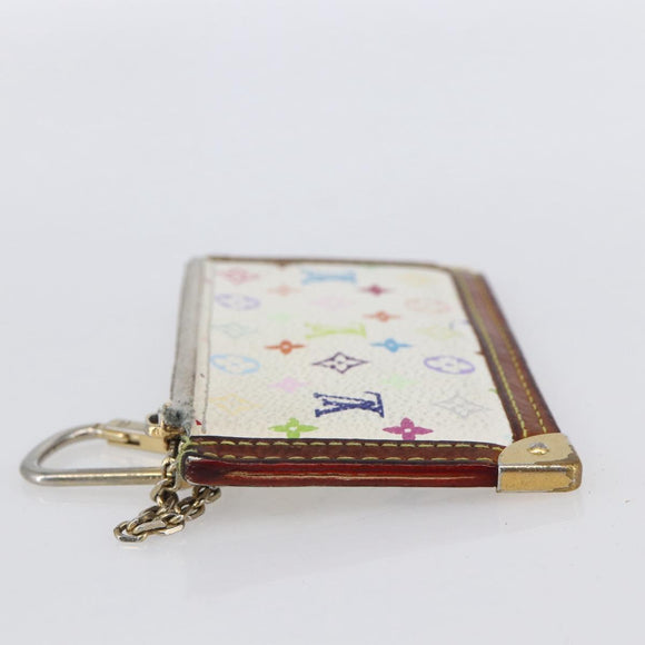 LOUIS VUITTON Multicolor Pochette Cles Coin Purse White M92655 LV Auth 147102