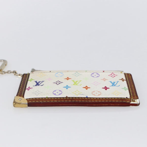 LOUIS VUITTON Multicolor Pochette Cles Coin Purse White M92655 LV Auth 147102