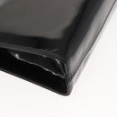 Salvatore Ferragamo Chain Gancini Shoulder Bag Enamel Black Gold Auth 147138-9