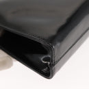 Salvatore Ferragamo Chain Gancini Shoulder Bag Enamel Black Gold Auth 147138-15