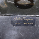 Salvatore Ferragamo Chain Gancini Shoulder Bag Enamel Black Gold Auth 147138-12