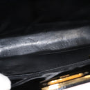 Salvatore Ferragamo Chain Gancini Shoulder Bag Enamel Black Gold Auth 147138-11