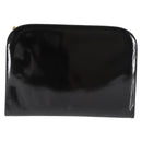 Salvatore Ferragamo Chain Gancini Shoulder Bag Enamel Black Gold Auth 147138-2
