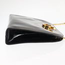 Salvatore Ferragamo Chain Gancini Shoulder Bag Enamel Black Gold Auth 147138-3