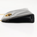 Salvatore Ferragamo Chain Gancini Shoulder Bag Enamel Black Gold Auth 147138-4