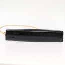 Salvatore Ferragamo Chain Gancini Shoulder Bag Enamel Black Gold Auth 147138-5