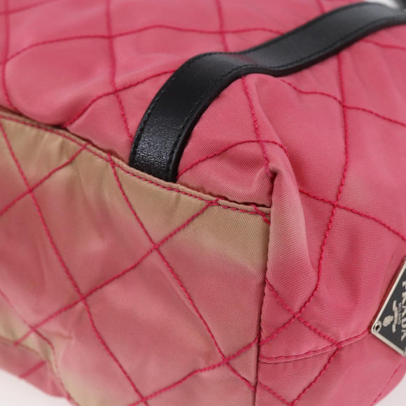 PRADA Shoulder Bag Nylon Leather Pink Black Silver Auth 147139