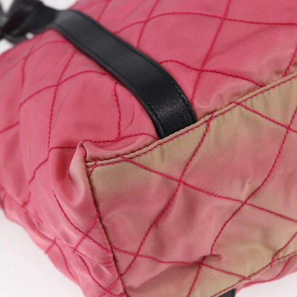 PRADA Shoulder Bag Nylon Leather Pink Black Silver Auth 147139
