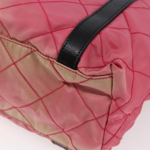 PRADA Shoulder Bag Nylon Leather Pink Black Silver Auth 147139