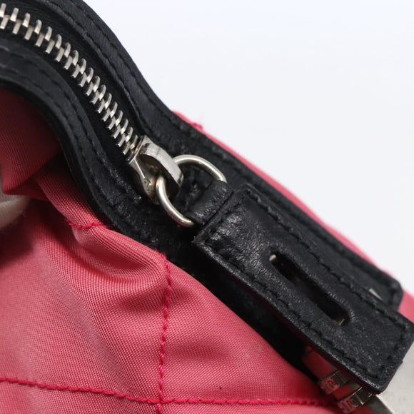 PRADA Shoulder Bag Nylon Leather Pink Black Silver Auth 147139
