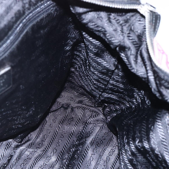 PRADA Shoulder Bag Nylon Leather Pink Black Silver Auth 147139