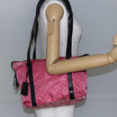 PRADA Shoulder Bag Nylon Leather Pink Black Silver Auth 147139-22