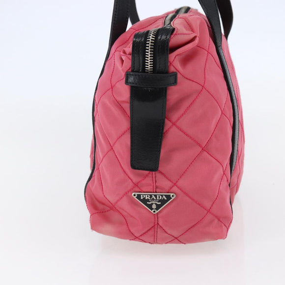 PRADA Shoulder Bag Nylon Leather Pink Black Silver Auth 147139