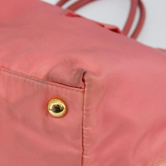 PRADA Hand Bag Nylon Pink Gold Auth 147140