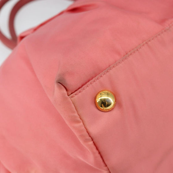 PRADA Hand Bag Nylon Pink Gold Auth 147140