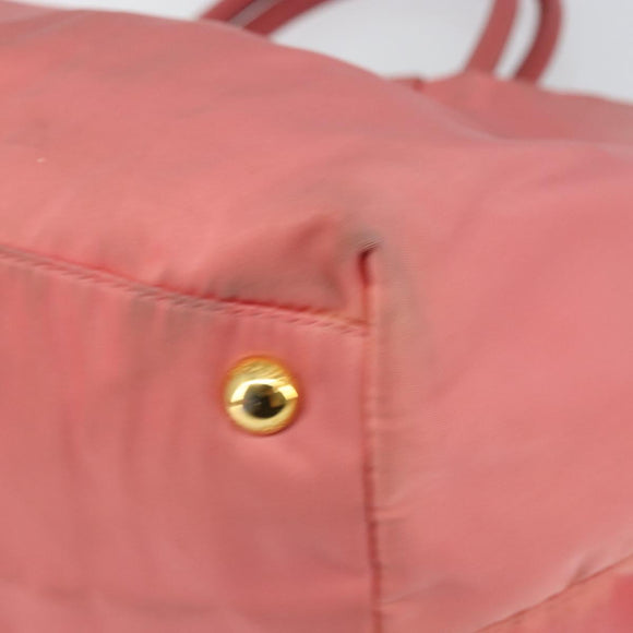 PRADA Hand Bag Nylon Pink Gold Auth 147140