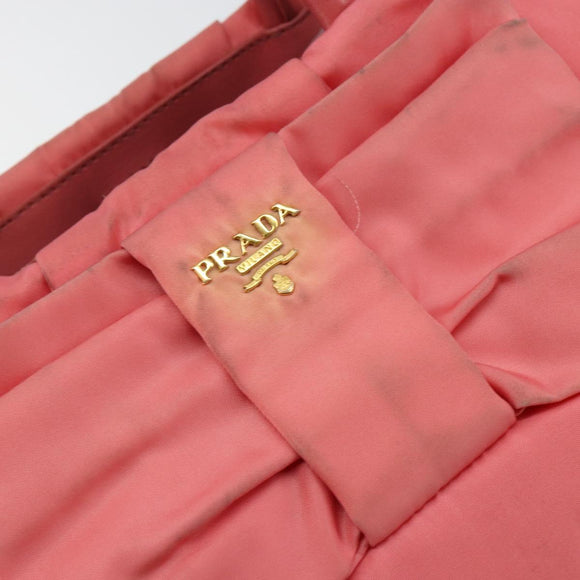 PRADA Hand Bag Nylon Pink Gold Auth 147140