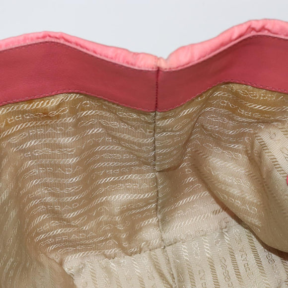 PRADA Hand Bag Nylon Pink Gold Auth 147140