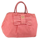 PRADA Hand Bag Nylon Pink Gold Auth 147140-1