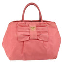 PRADA Hand Bag Nylon Pink Gold Auth 147140-13