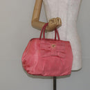 PRADA Hand Bag Nylon Pink Gold Auth 147140-22