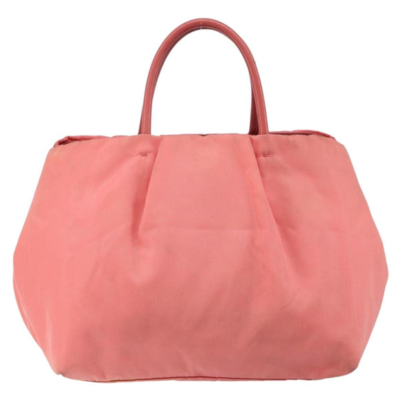 PRADA Hand Bag Nylon Pink Gold Auth 147140