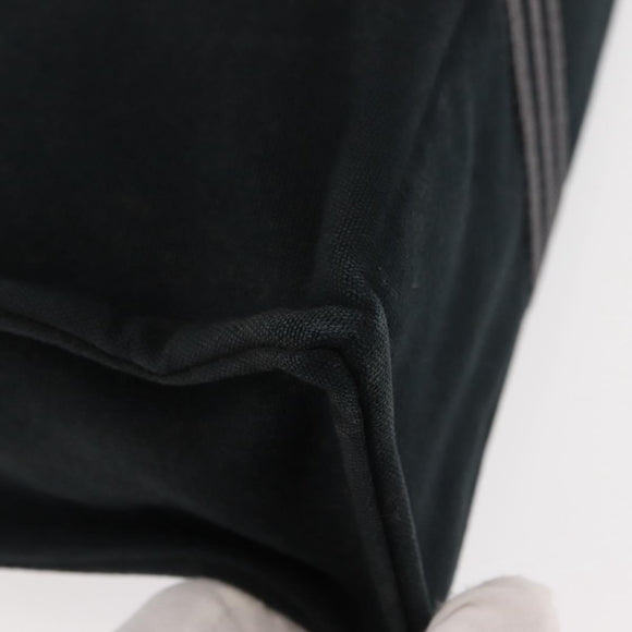 HERMES Fourre Tout MM Hand Bag Canvas Black Silver Auth 147142